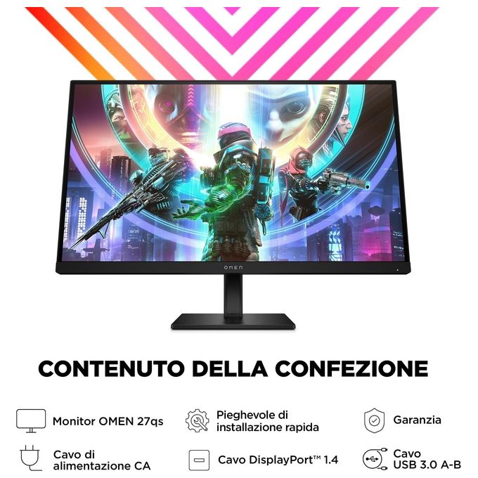 HP OMEN by HP 27qs Monitor PC 27'' 2560x1440 Pixel Quad HD Nero