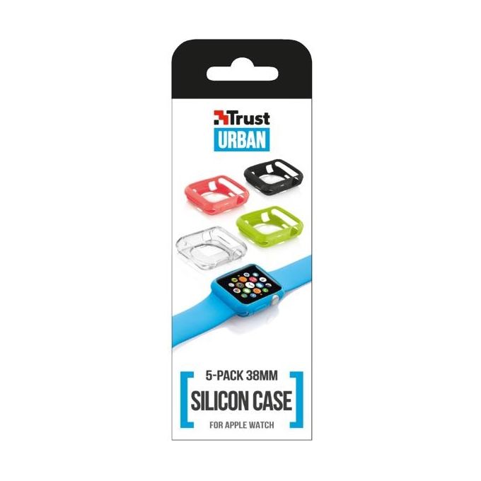 Trust Custodia Silicone per Apple Watch 38mm, 5 Pezzi