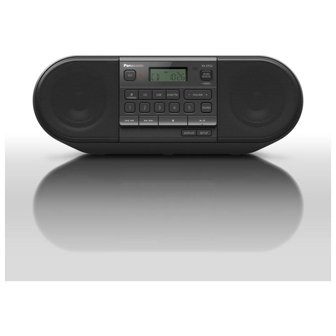 Panasonic RX-D552 Radio DAB+ Bluetooth Lettore Cd Design Vintage 20W Usb Nero