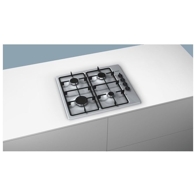 Siemens EG6B5PB60 Piano Cottura a Gas 60cm 4 Fuochi con Finitura Ghisa Inox