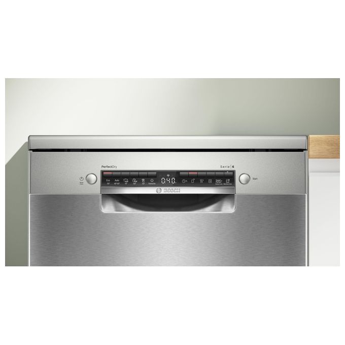 Bosch SMS6TCI00E Serie 6 Lavastoviglie Libera Installazione 14 Coperti Classe Energetica A 6 Programmi Motore EcoSilence Drive PerfectDry Home Connect 60 cm Inox