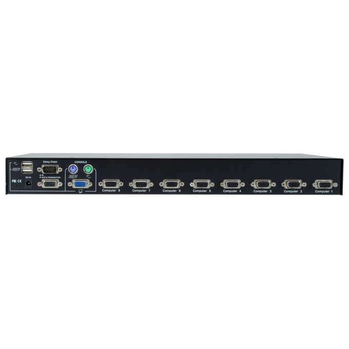 LevelOne KVM-3208 Switch per Keyboard-Video-Mouse Montaggio Rack Nero