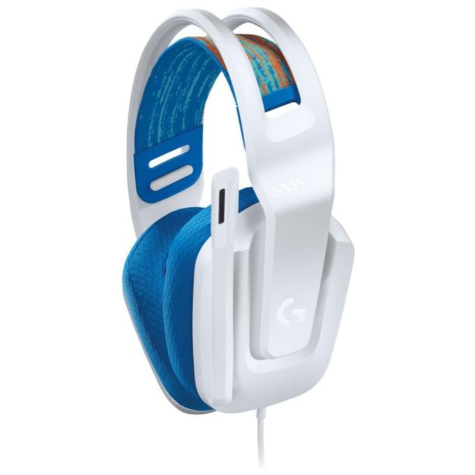Logitech G335 Cuffie Gaming Cablate Microfono Flip to Mute Jack Audio da 3.5mm Bianco