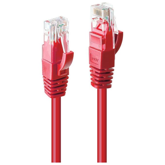 Lindy RJ-45 Cavo di Rete Cat6 U-UTP 0,5mt Rosso