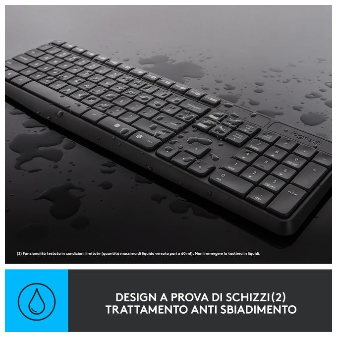 Logitech MK235 Wireless Combo Kit Tastiera e Mouse QWERTY Tastiera Italiana Nero-Antracite