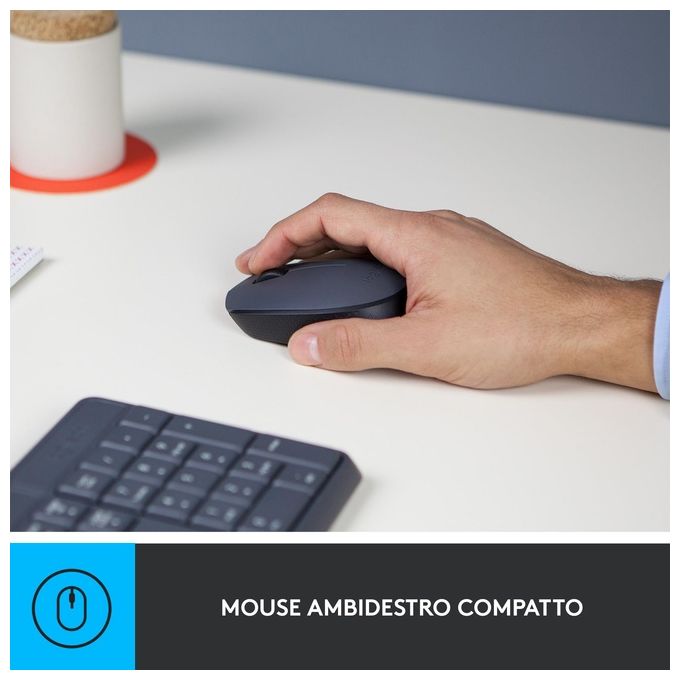 Logitech MK235 Wireless Combo Kit Tastiera e Mouse QWERTY Tastiera Italiana Nero-Antracite