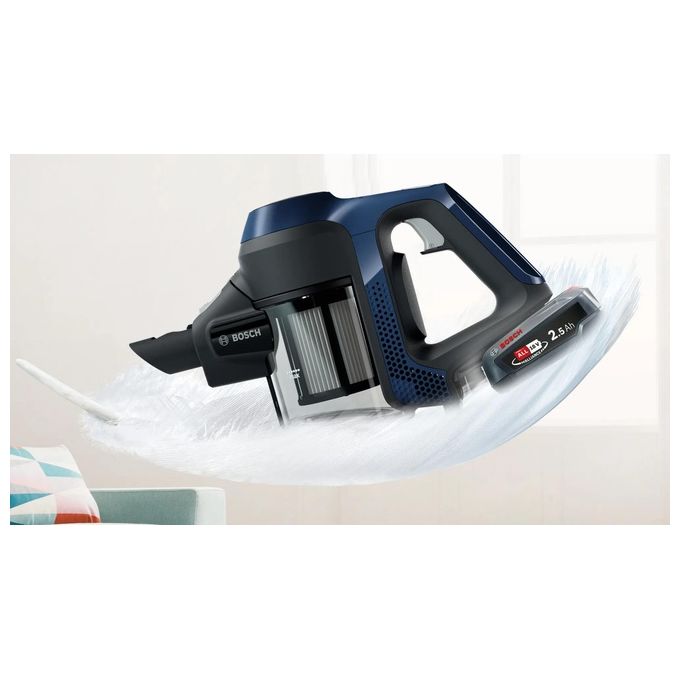 Bosch BCS611P4A Serie 6 Aspirapolvere Senza Filo Nero Blu Ideale per Pulizia Efficiente di Superfici in Casa