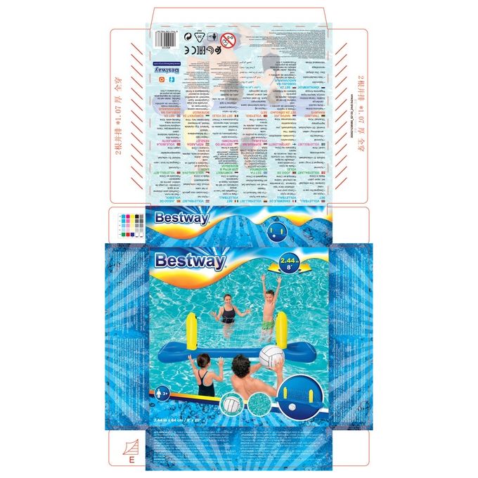Bestway Rete da Pallavolo Galleggiante Blu e Giallo