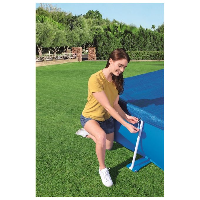 Bestway 58105-19 Steel Pro Telo Copertura Piscina Rettangolare 259x170x61 cm con Fori di Drenaggio colore Blu
