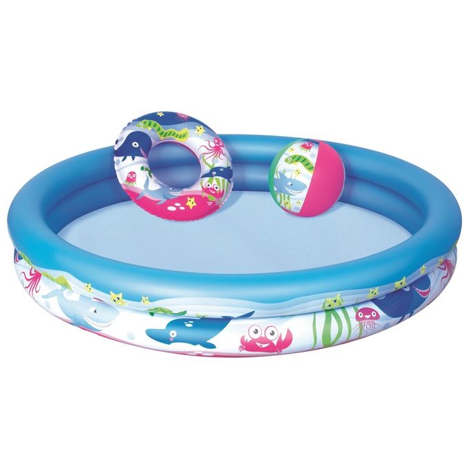 Bestway Set Piscina Gonfiabile Mare Blu 147X25 Cm 51120B