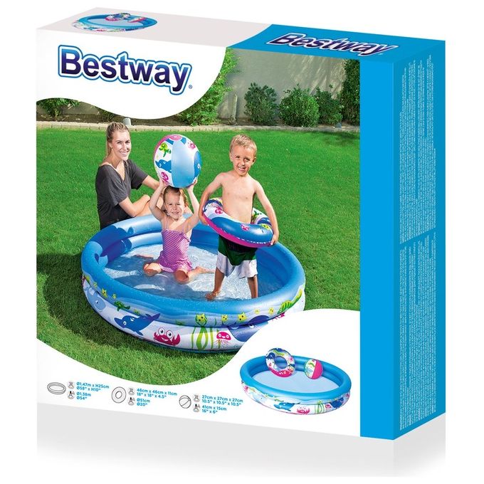 Bestway Set Piscina Gonfiabile Mare Blu 147X25 Cm 51120B