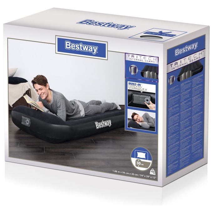 Bestway Airbed Tritech Letto Gonfiabile Singolo 188x99x30cm Grigio