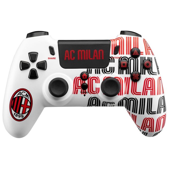 Qubick Gamepad Cop40001 Special Edition per Playstation 4 Bianco e Rosso con Design AC Milan
