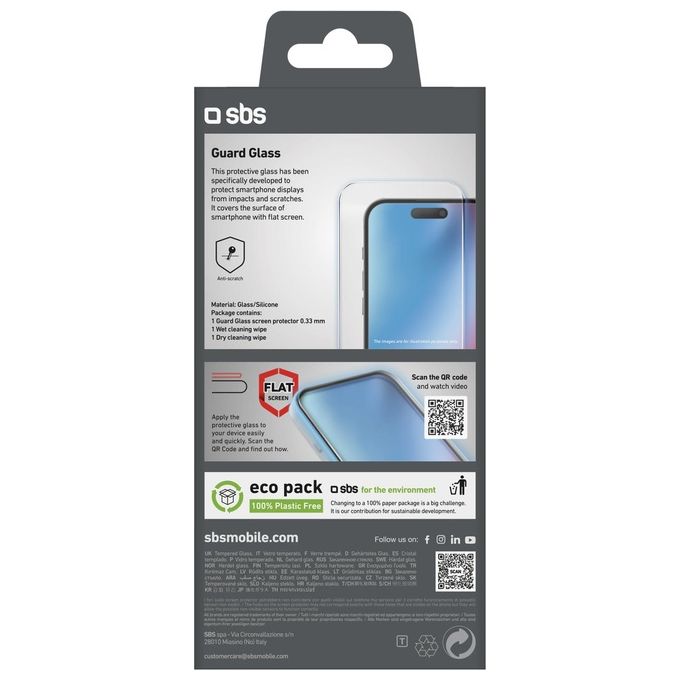 Sbs Pellicola Protettiva Glass Screen Protector per iPhone 16 Pro