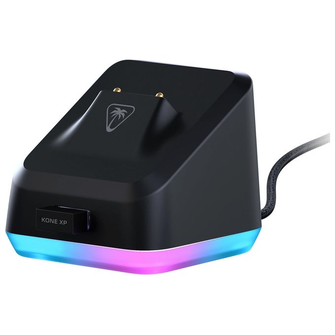 Turtle Beach Kone XP Air - Mouse da gioco wireless RGB ergonomico personalizzabile sensore ottico a 19K DPI 100 ore di batteria e base di ricarica - Nero