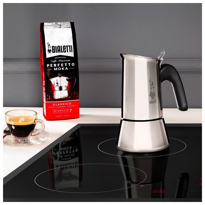 Bialetti New Venus Caffettiera in Acciaio Inox Adatta all'Induzione 6 Tazze Argento