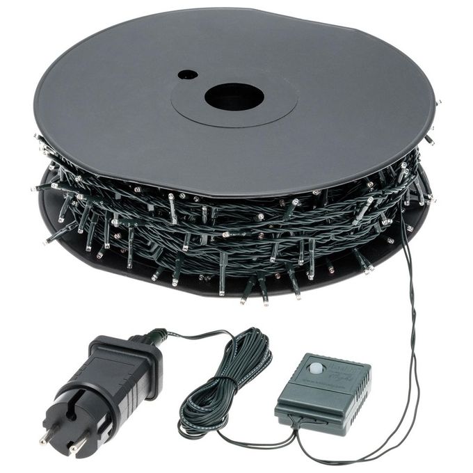 Catena 53 m, 750 miniled Bianco caldo, cavo verde, controller 7 giochi, luci decorative, luci natalizie