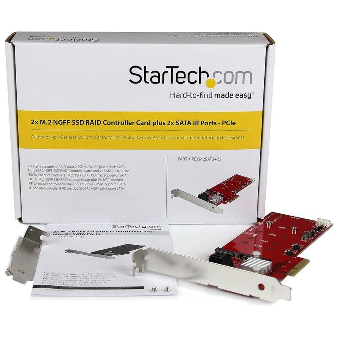 StarTech.com Scheda PCI Express Controller 2x M.2 NGFF Ssd RAID con 2 Porte Sata III PCIe
