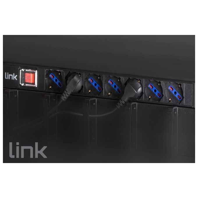 Link Multipresa da Rack 19'' 7 Prese Universali con Interruttore Spina Italiana 16A Cavo 3mt