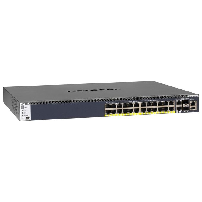 NETGEAR ProSAFE M4300-28G-PoE+ Switch L3 gestito 2 x 10-100-1000-10000 + 2 x 10 Gigabit SFP+ + 24 x 10-100-1000 (PoE+) montabile su rack PoE+
