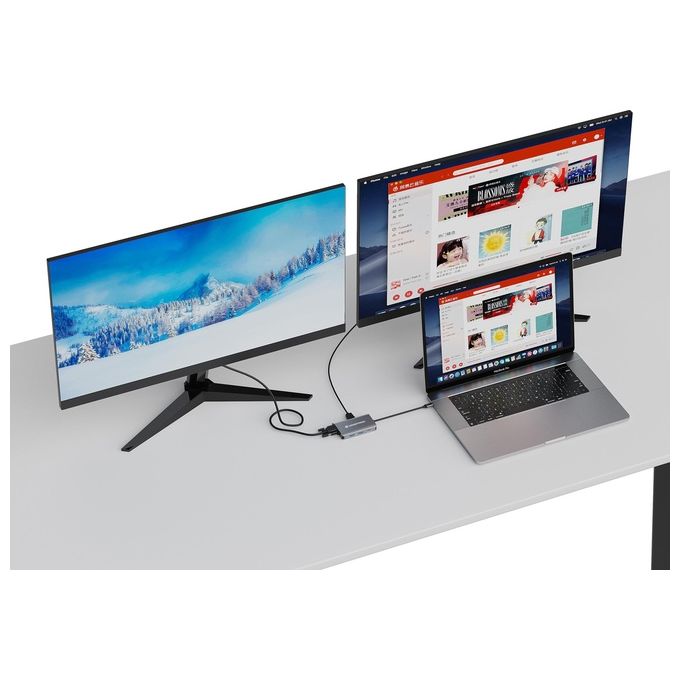 Conceptronic DONN21G Replicatore di Porte e Docking Station per Laptop Cablato USB 3.2 Gen 1 Type-C Grigio