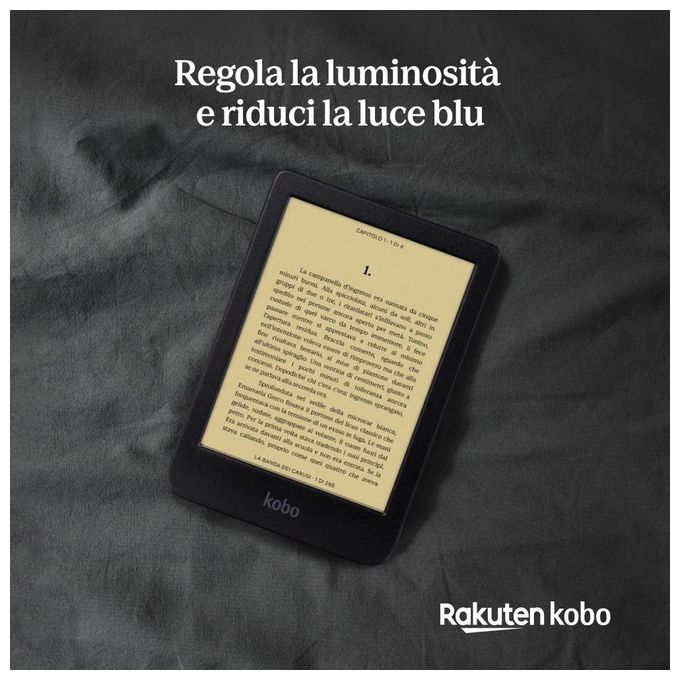 Kobo Clara BW eReader Display HD 6'' antiriflesso E Ink Carta 1300 Modalita' Scura Impermeabile 16Gb multiformato Nero