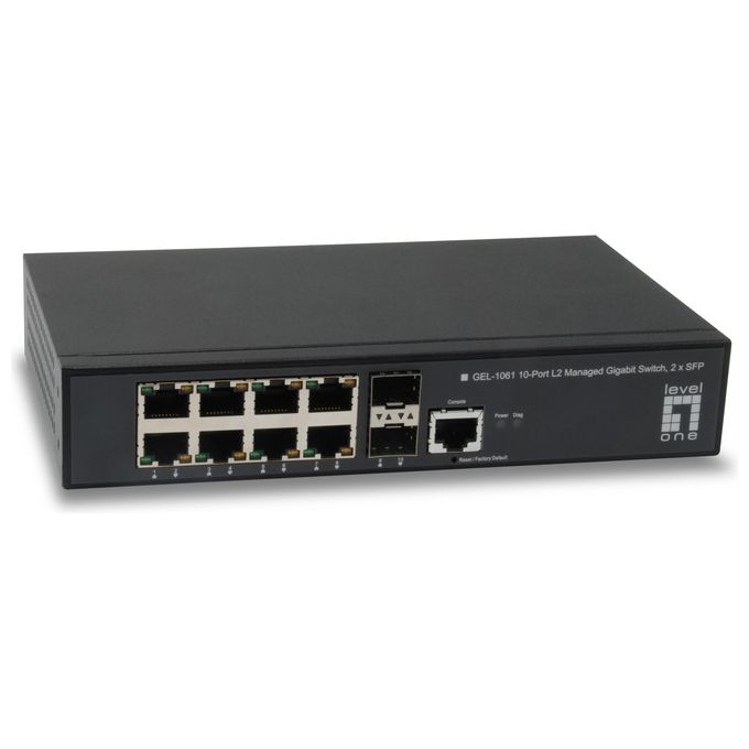 LevelOne GEL-1061 Switch di Rete Gestito L2 Gigabit Ethernet 10-100-1000 Nero 19U