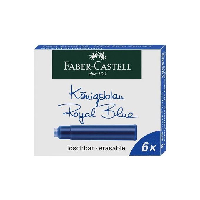 Faber-Castell 185506 – Cartucce per penna stilografica, colore blu scuro, confezione da 6 pezzi