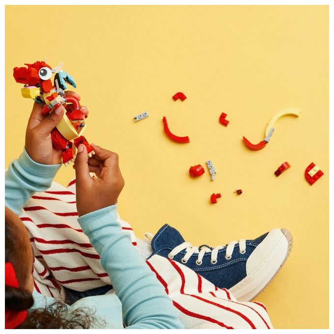 LEGO Creator 31145 3in1 Drago Rosso, Giochi per Bambini di 6+ Anni, Action Figure Ricostruibile in Pesce e Fenice Giocattolo