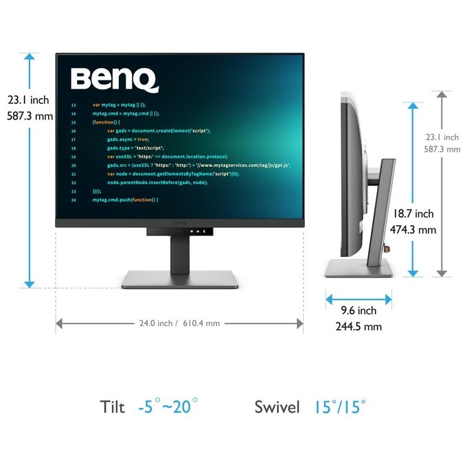 BENQ RD280U Monitor per programmazione 4K+ 28'' Formato speciale 3:2 RetroilluminazioneNano Matte Panel Modalita' avanzate di coding HotKey per coding Eye Care
