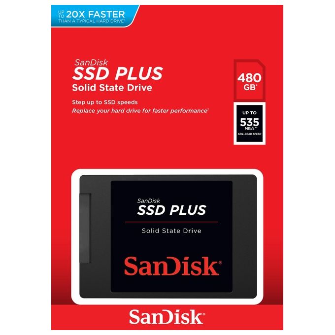 SANDISK SDSSDA-480G-G26 Ssd plus 480 Gb Velocita' di Lettura fino a 535 MB-s Sata III