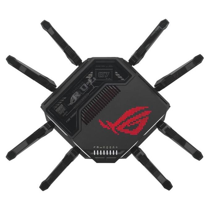 ASUS ROG Rapture GT-BE98 Router WiFi 7 Quad Band 320 MHz 4096-QAM Multi-link Doppie porte 10G WAN di backup Sicurezza di Rete supporto AiMesh Nero