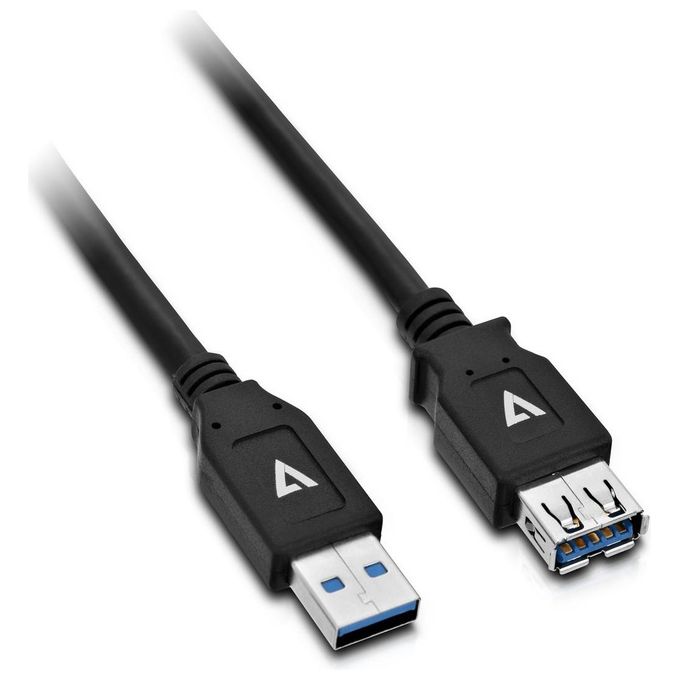 V7 V7U3.0EXT-2M-BLK-1E Cavo Prolunga Usb Nero da Usb 3.0 A Femmina a Usb 3.0 A Maschio 2mt