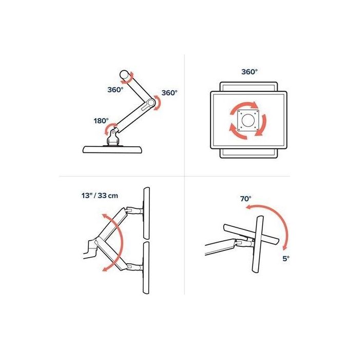 Ergotron LX Dual Kit Montaggio Morsetto per 2 Display Lcd Fino a 24'' in Alluminio