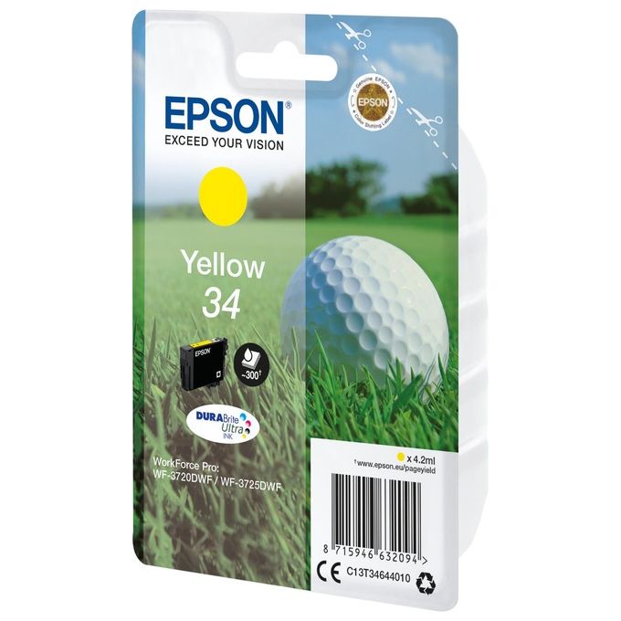 Epson c13t34644010 giallo pallina da golf per wf-3720dwf wf-3725dwf