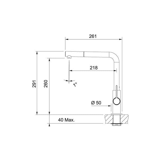 Franke Neptune Evo Miscelatore monocomando con canna girevole 360° e doccetta orientabile monogetto Cromato-nero 115.0373.945