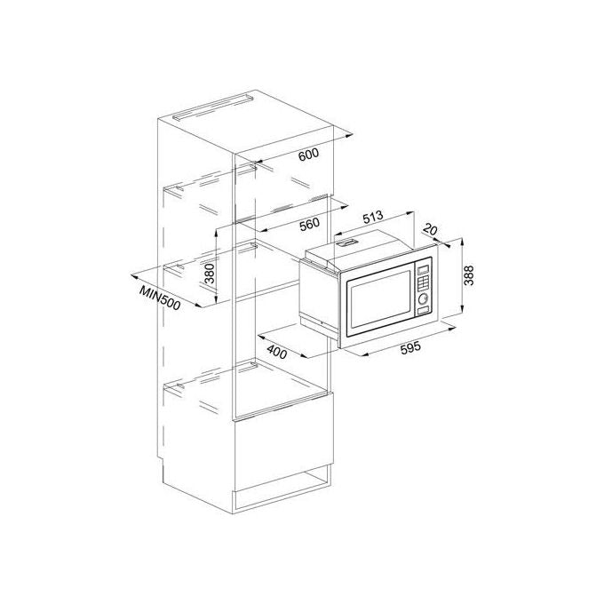 Franke FMW 250 CR2 G BK Forno a Microonde da Incasso con Grill 60 cm Capacita' 25 Litri 7 funzioni Cristallo Nero 131.0391.304