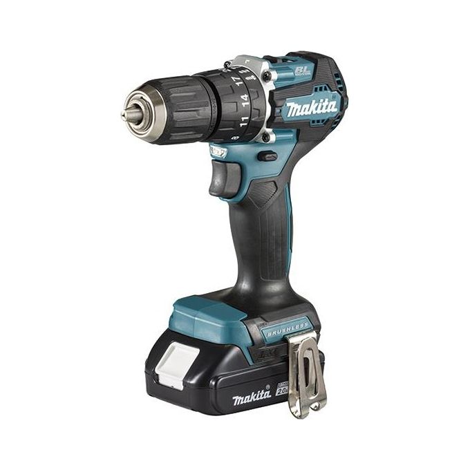 Makita DHP487RAJ Trapano Avvitatore a Percussione a Batteria 18V-2.0 Ah 2 Batterie e Caricatore in MAKPAC Petrolio