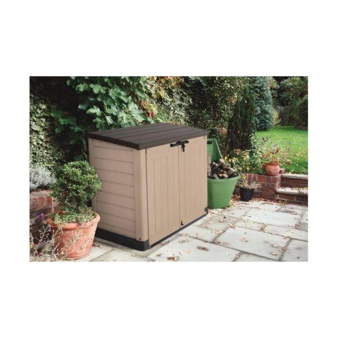 Keter 17199416 Store-It-Out MAX Portattrezzi da Esterno in Resina 1200 L con Pavimento incluso Chiudibile a Chiave colore Beige