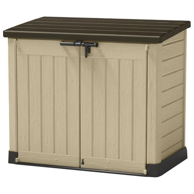 Keter 17199416 Store-It-Out MAX Portattrezzi da Esterno in Resina 1200 L con Pavimento incluso Chiudibile a Chiave colore Beige