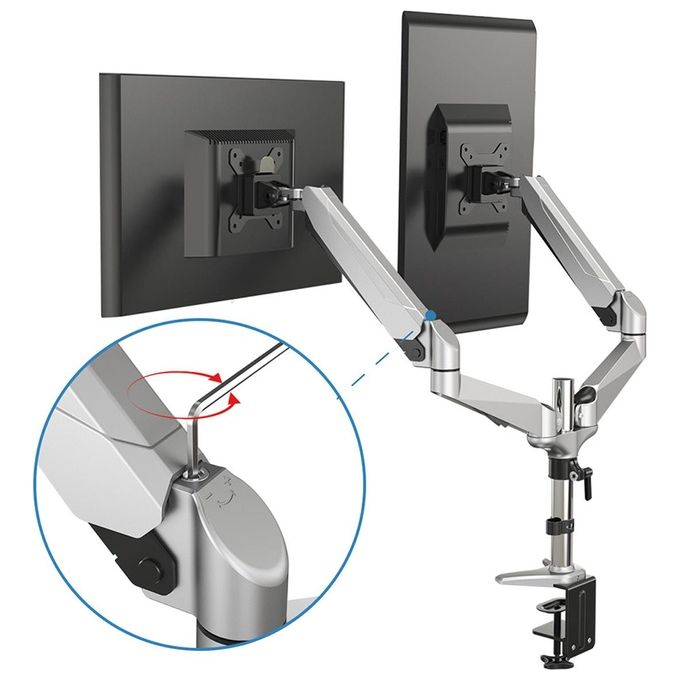 Digitus DA90353 Supporto da Tavolo per Due Schermi Led-Lcd con Molla a Gas