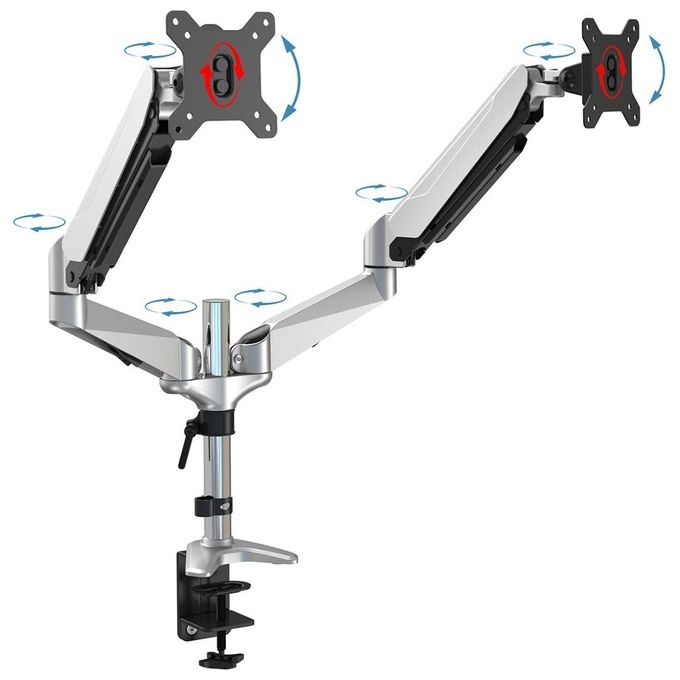 Digitus DA90353 Supporto da Tavolo per Due Schermi Led-Lcd con Molla a Gas