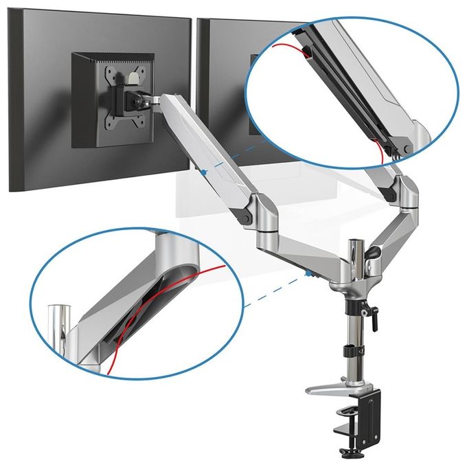 Digitus DA90353 Supporto da Tavolo per Due Schermi Led-Lcd con Molla a Gas