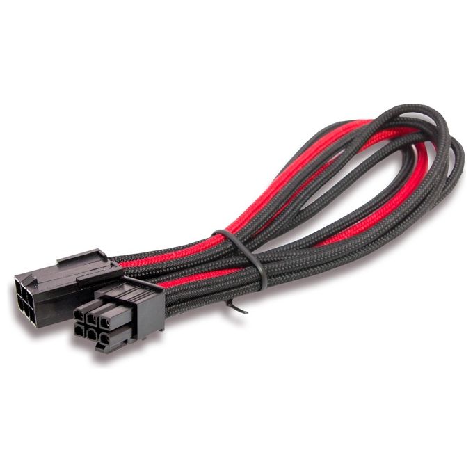 ITek ITCPIDE6BR Cavo Prolunga Sleevato PCIe 6Pin Femmina a 6Pin Maschio 250mm Nero-Rosso