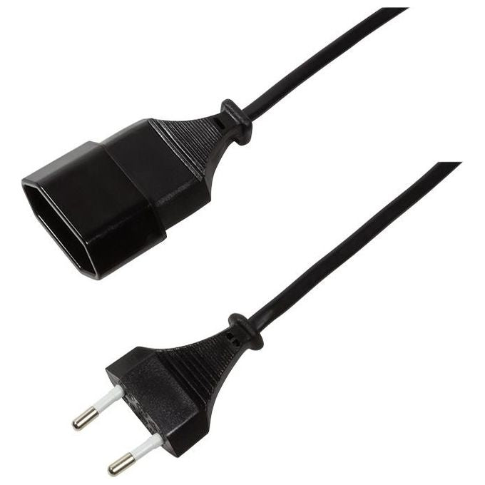 Link Cavo Prolunga Alimentazione Euro C7 Maschio-Femmina Nero 2mt