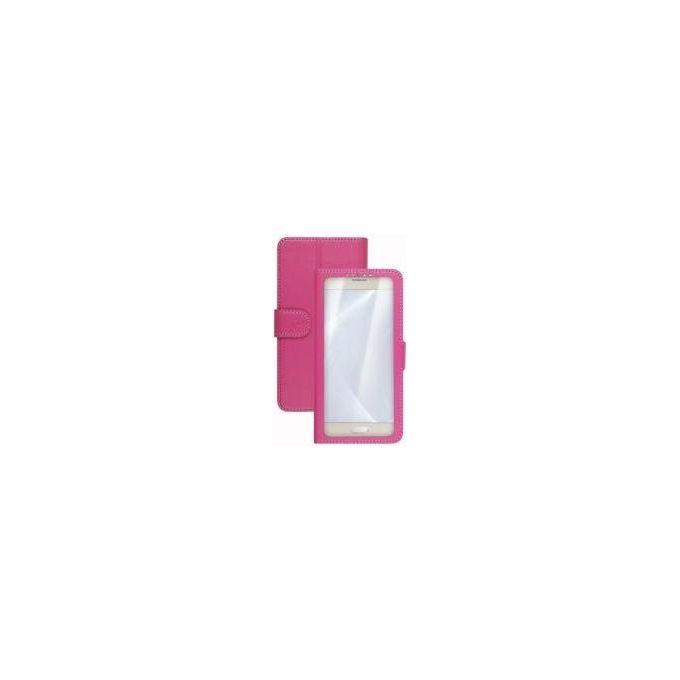 Celly UnicaView Custodia Universale con Finestra Frontale con Sistema Slide Touch per Smartphone da 4''-4,5'' Rosa