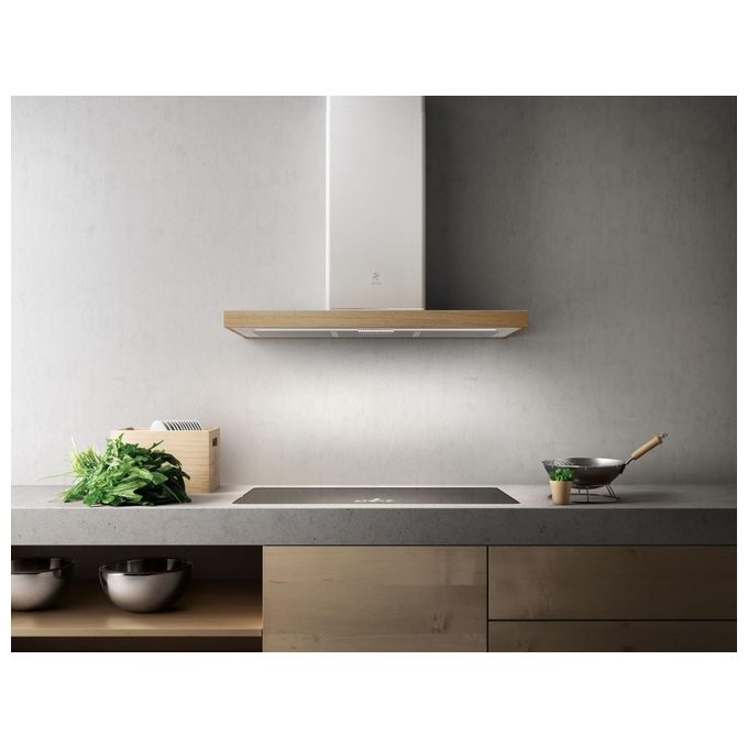 Elica BIO WH-A-90 USB ROVER PRF0147266 Cappa a Parete Classe energetica A+ 3 Velocita' Aspirante Touch Control 90 cm Bianco-Rovere