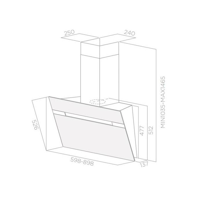 Elica STRIPE IX-A-60 Cappa a Parete Aspirante (Trasformabile in Filtrante) Classe energetica B Pulsantiera Eletronica 3V+I Portata 757 m3-h 60 cm Acciaio Inox PRF0110514B