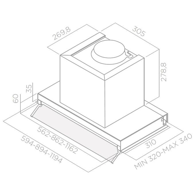 Elica BOXIN LX-IX-A-120 Cappa da Incasso Classe energetica A 3 Velocita' Aspirante Portata 620 m3-h 120 cm Acciaio Inox PRF0114762A