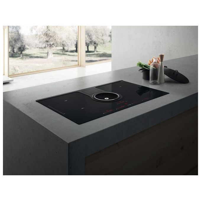 Elica NIKOLATESLA  BL-F-830x515 Mix Piano cottura aspirante a Induzione con cappa filtrante integrata 4 zone 83 cm Comandi Touch control 536 m3-h Vetro Nero PRF0120978A